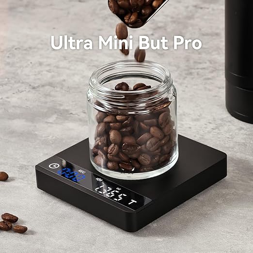 Metal Coffee Scale with Timer, Espresso Scale with Auto Timing, 3 Mode for Espresso Machine and Pour-Over, 2kg/0.1g High Precision Scale, Aluminum Body with LCD Display, Rechargeable