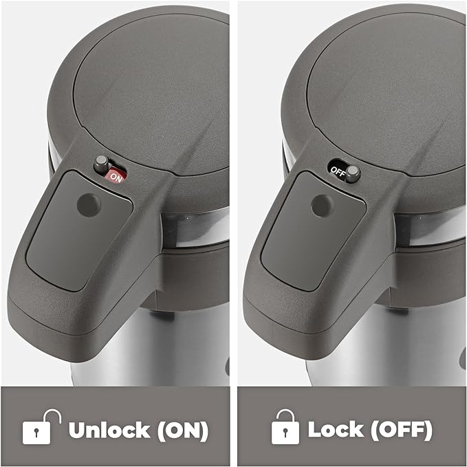 OJOJ 3L/101OZ Thermal Coffee Carafe with Pump, Thermal Beverage Dispenser, Coffee Airpot Stainless Steel Coffee Carafe for Hot Drinks Silver