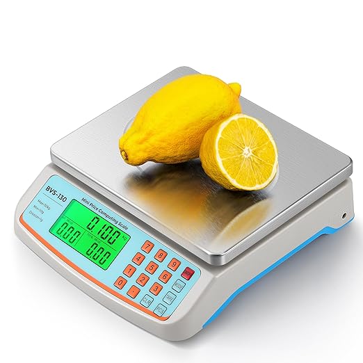 Bonvoisin Commercial Food Scale 66lb/ 30kg with Stainless Steel Platter Price Computing Scale with kg/lb/oz Conversion, Deli Produce Scale for Kitchen, Market with 1g Division