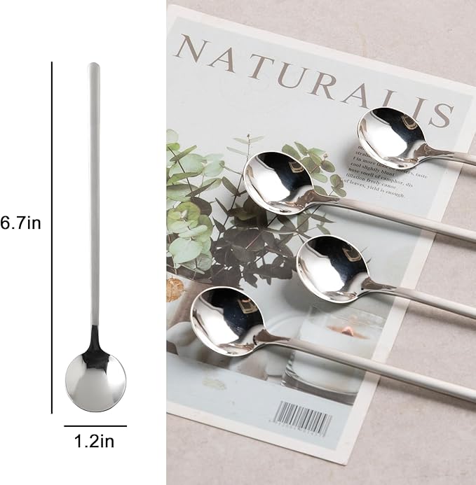 12 PCS Coffee Spoons, 18/8 Stainless Steel Espresso Spoons, 6.7 Inches Vogue Mini Tea Spoon, Cappuccino Stirring Small Spoon for Dessert, Ice Cream, Frosted Handle,Sweejar(Silver)