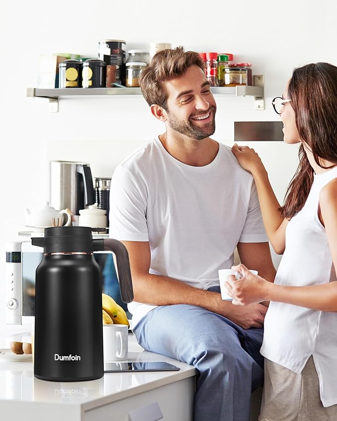 Carafes for Hot Liquids 70 oz - 36 Hour Stainless Steel Thermal Coffee Carafe-Insulated Coffee Carafes For Keeping Hot/Cold Coffee, Tea, Water, Drink Dispenser for Parties(Black)