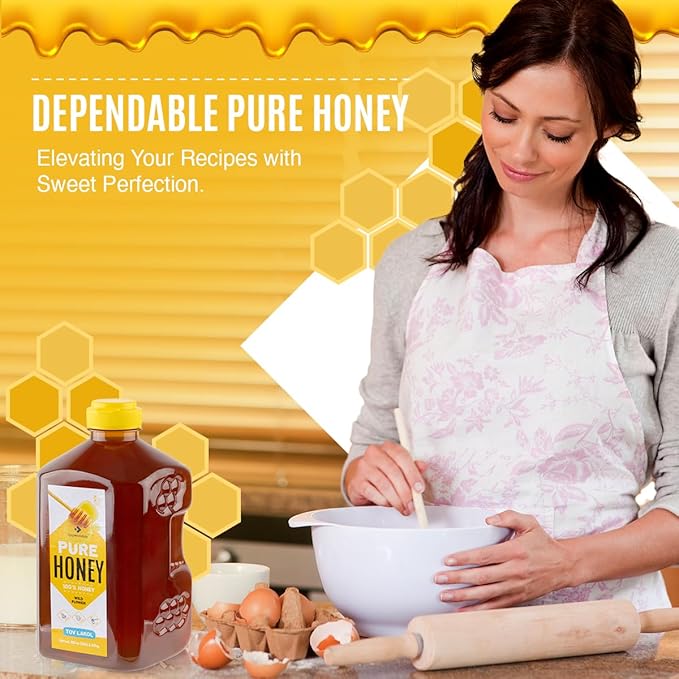 Dependable Food Raw Honey - 5 Lb. - Squeeze Bottle - 100% Pure, Raw, All Natural, Wildflower Honey - Hive to Bottle - 80 oz