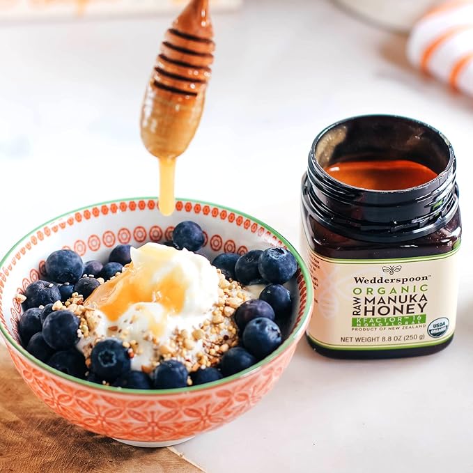 Wedderspoon Raw Organic Manuka Honey KFactor 16+, 8.8 Oz, Unpasteurized, Genuine New Zealand Honey, Multi-Functional, Non-GMO Superfood, Kfactor, Traceable from Our Hives to Your Home