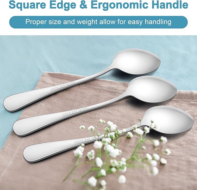 TeamFar Teaspoon Set of 12, 6.7 Inch Stainless Steel Mini Tea Spoons, Small Spoon Silverware for Coffee Tea Soup Dessert, Non-Toxic & Heavy Duty, Mirror Polished & Dishwasher Safe