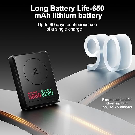 Mini Coffee Scale with Timer, Rechargeable Espresso Scale 2kg/0.1g, for Espresso and Pour-Over Coffee, Portable Coffee Beans Scale with 3 Modes
