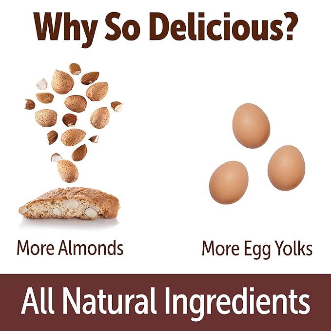 Original Almond Italian Biscotti Cookies - Made in Tuscany, Italy - Classic Two Bites Size - All Natural Ingredients - Fresh & Genuine Italian Dessert Treats - 8.82oz