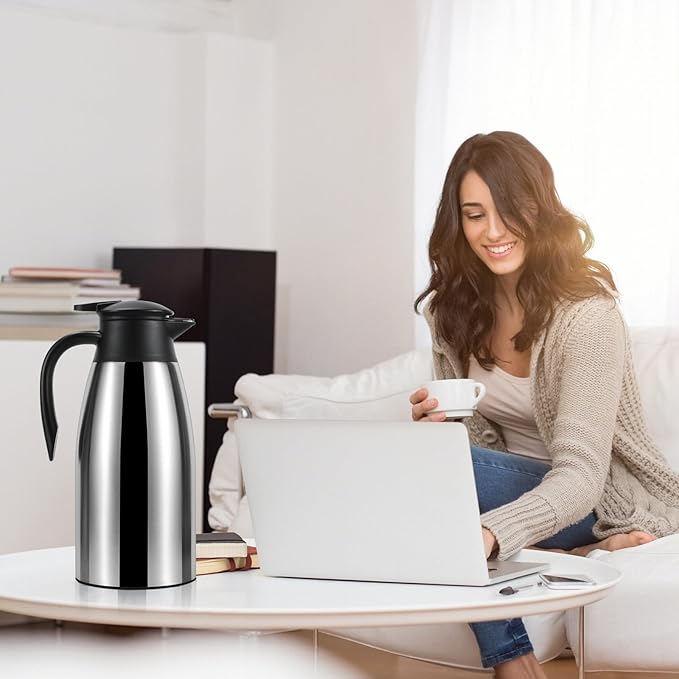 ThermoCafe 70 Oz Double Walled Vacuum Insulated Stainless Steel Carafe - Keeps Coffee & Water Hot for 12 Hours