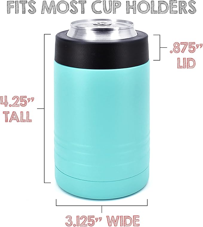 Clear Water Home Goods - 12 oz Stainless Steel Double Wall Vacuum Insulated Can or Bottle Beverage Cooler - Powder Coated Teal - 6 Pack