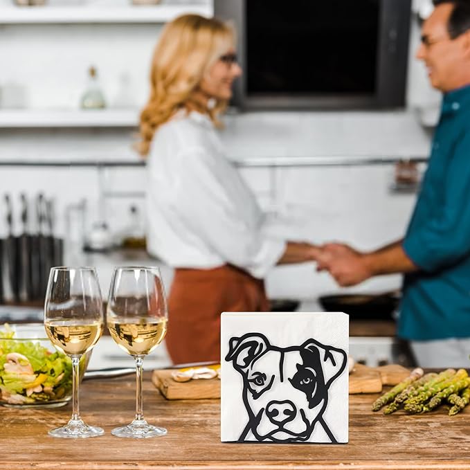 Napkin Holder for Table,Metal Napkin Holder for Kitchen Dining Farmhouse Cocktail Picnic Bar Rustic, Modern Napkins Holder for All Dining Room Decors (Dog)