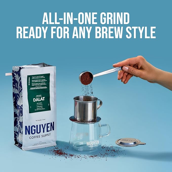 Nguyen Coffee Supply - Dalat Arabica: Dark Roast Premium Ground Coffee Beans, Vietnamese Single Origin, Direct Trade, Roasted in Brooklyn [12 oz Bag]