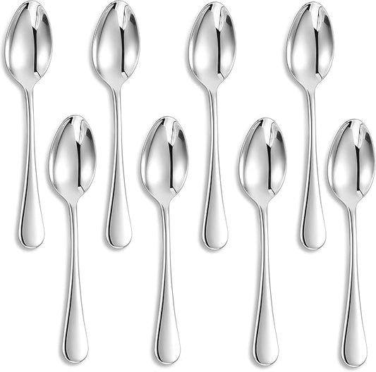 KEAWELL Premium Verona 8-Piece Spoon Set 7.6-Inch – 18/10 Stainless Steel, Heavy-Duty Mirror-Finished Flatware for Daily Meals, Hosting, and Special Occasions (8, Dinner Spoons)