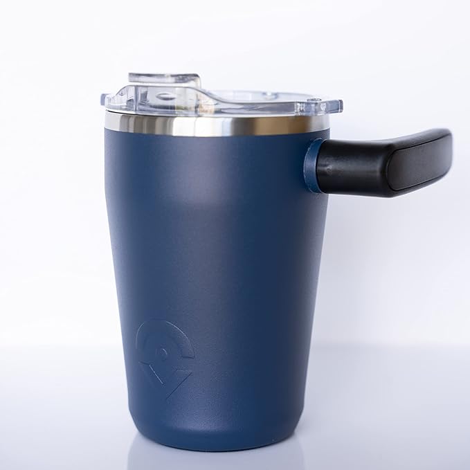 OUTSIDER Stainless Steel Vacuum Insulated Coffee Mug/Cup with Rotating Handle and Spill Proof Lid – Great Travel Tumbler for Outdoor, Home, Office – 17 ounces, Navy