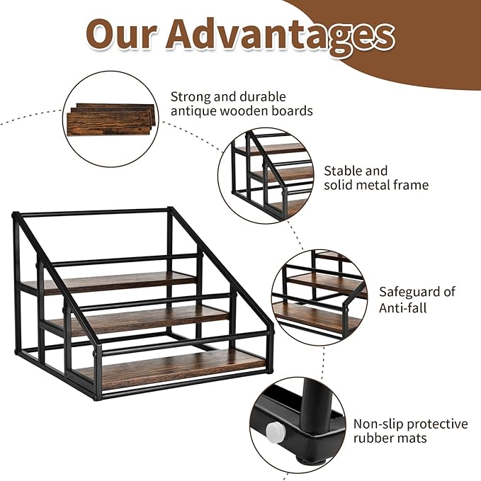 Coffee Syrup Rack Organizer, 3-Tier 12 Bottles Syrup Rack for Coffee Bar,Syrup Stand for Kitchen Coffee Station,Syrup Holder,Liquor Bottle Display Shelf