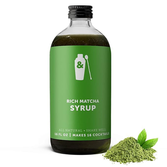 Shaker & Spoon Matcha Cocktail Syrup, 16oz Matcha Green Tea Powder Flavored Syrups for Drinks, Coffee Syrup, Matcha Tea, Matcha Lattes, Vegan Cocktail Mixers, Mocktails, Non Alcoholic Drinks