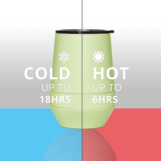 Elemental Recess Wine Tumbler - Triple Wall Insulated Stainless Steel Coffee Mug for Hot & Cold Drinks - Portable Cup with Shatterproof Sip Lid for Camping, Outdoor & Travel - 10oz - Key Lime