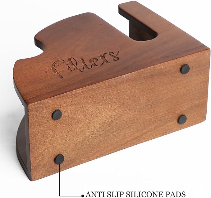 Acacia Wood Coffee Filter Holder - V60 Size 01 & 02 Cone Coffee Filters Storage Organizer, Disposable K-Cup Filter Holder, Coffee Bar Decor