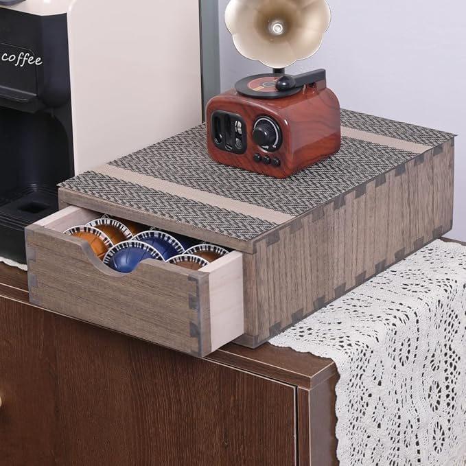 Coffee Pod Holders 1-Layer 1-Drawer Dark Brown (CF1D1C-DK)