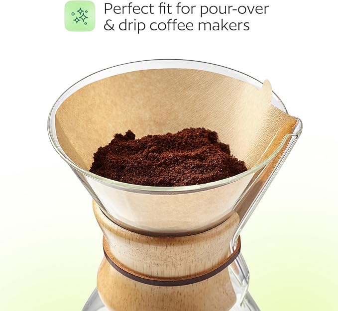200 Pcs #4 Unbleached Paper Coffee Filters for Cuisinart, Ninja, BLACK+DECKER & other 8-12 Cup Coffee Makers - Perfect for Pour Over and Drip Coffee
