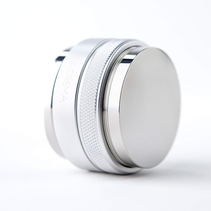 CREMA Coffee Products 59mm Hand Tamper & Coffee Distributor | Compatible with Flair Pro and Pro 2 Portafilter | Double-Sided, Adjustable Depth Tool | Made with Durable 304 Stainless Steel | Silver