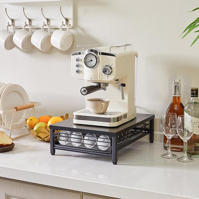 IBUYKE Coffee Pod Drawer Holder,Pod Holder,40 Capsule Pods,Coffee Pod Holder Drawer With Mesh Shelves,Home Kitchen Counter Organizer, Black TCJ101B