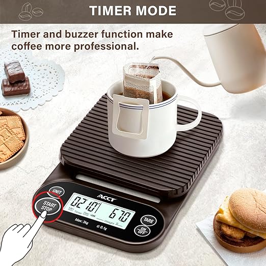 Coffee Scale with Timer - 3kg/0.1g Barista Scale for Espresso, Pour Over & Kitchen Use, 4 Units, High Precision Scale with Non-Slip Mat