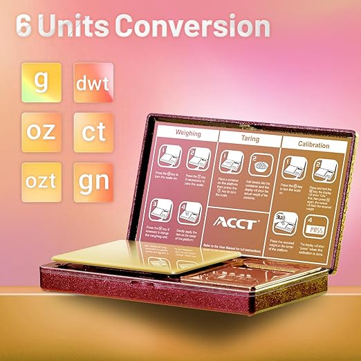 Digital Pocket Scale, 500g by 0.01g, Precision Gram Scale with Tare Scale Feature, 6 Units, Small Ounce Scale for Jewelry, Powder, Coins, Herb, Mini Scale with Battery