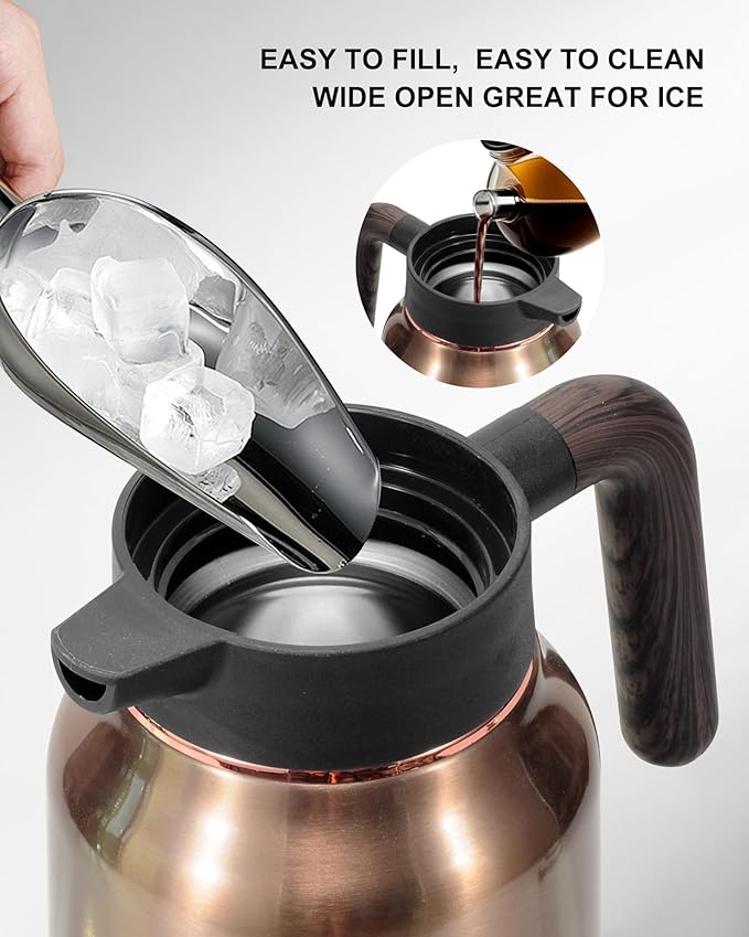 Premium Thermal Coffee Carafe, Stainless Steel, Double Wall Insulated, Hot and Cold Beverage Server