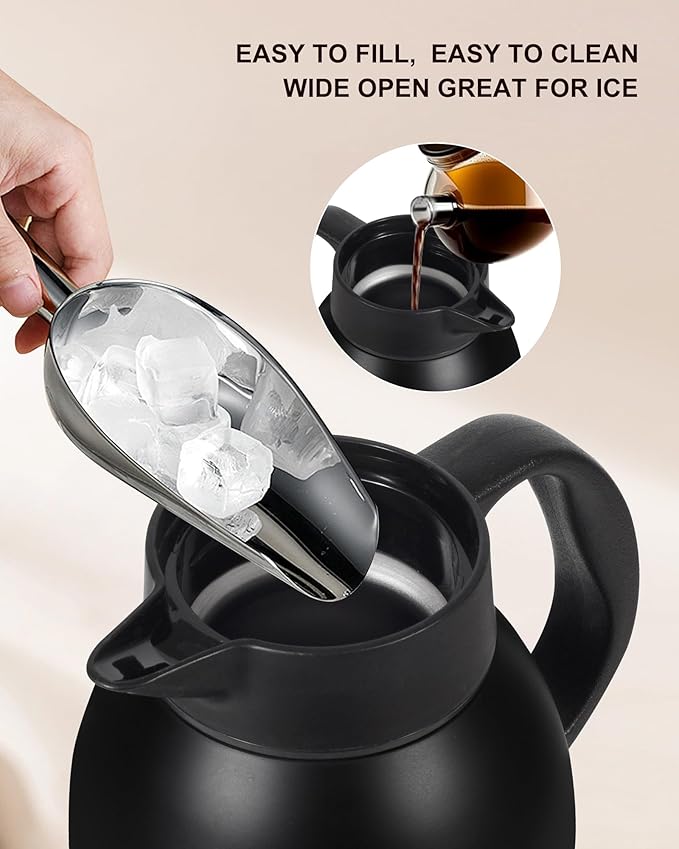 Large and Heavy Thermal Coffee Carafe 102 oz,Fullness Water is 7.3 LB, Insulated Carafe for Hot Liquids, Coffee Carafes For Keeping Hot for Parties -Tea Dispenser Flask(black)