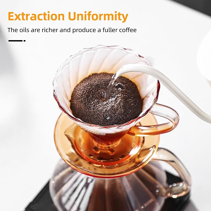 Bincoo Pour Over Coffee Maker Set,650ML Borosilicate Glass Carafe with Coffee Driper&50pcs Paper Filter,Glass Coffee Maker for Home Café Restaurant(Champagne)