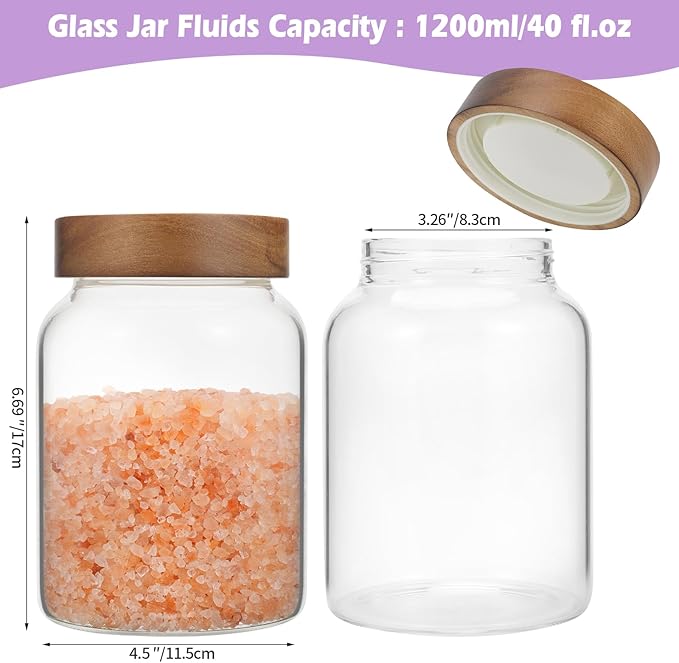 Glass Jar with Lids 40 oz,Candy Jar Glass Cookie jar with Airtight Screw Lid Borosilicate Glass Food Storage Canister Containers for Spice Ground Nut Pasta Sugar Tea