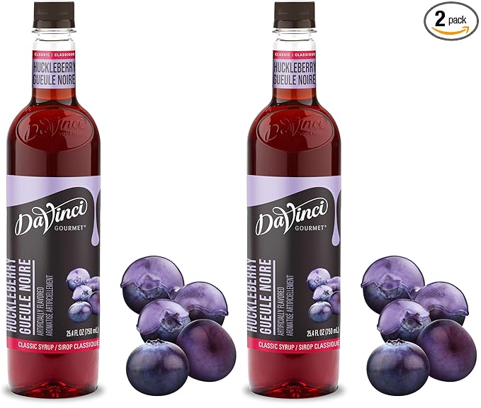 DaVinci Gourmet Classic Huckleberry Syrup, 25.4 Fl Oz (Pack of 2)