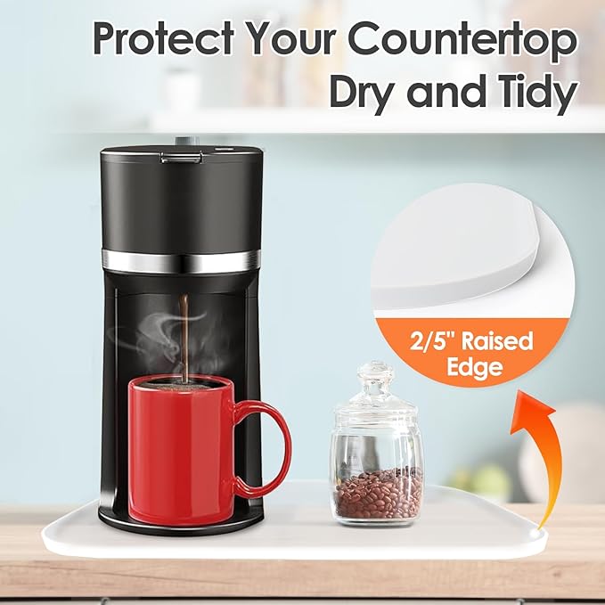 Silicone Coffee Maker Mat with Lip, 24'' x 16'' Heavy Duty Coffee Maker Mat for Countertops, Coffee Tray Fit Under Coffee Machine Appliance Automatic Machines Espresso Accessory, Translucent