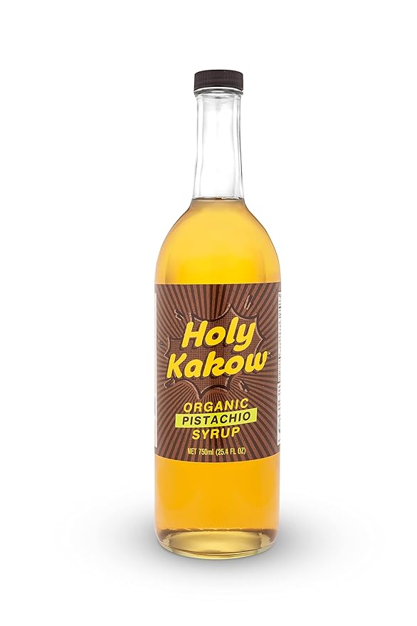 Holy Kakow Cafe Organic Pistachio Syrup - Pistachio Coffee Syrup, Organic Syrup for Coffee, Pistachio Syrup for Coffee, Add to Latte, Cocktail and Shake, Real Food Ingredients, Specific Flavor - 750ml