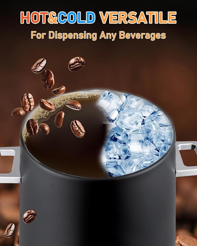 Coffee Urn With Fuel Holder, 3.5 Gallon/13L Stainless Steel Beverage Dispensers for Coffee Tea Hot Water, Hot Drink Dispenser with Stand, Chafer Urn with Spigot for Parties Catering (Painted Black)