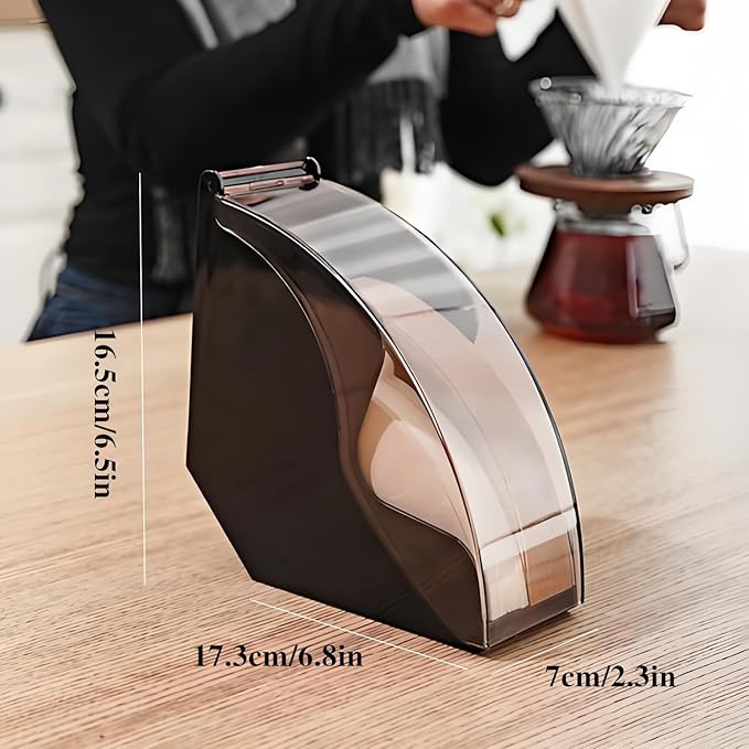 Coffees Filters Holder, Coffee Filter Storage Container with Dustproof Cover Filter Paper Storage Box Perfect for V60 Coffee Filters for Coffee Shop, Home, Office. (Black)