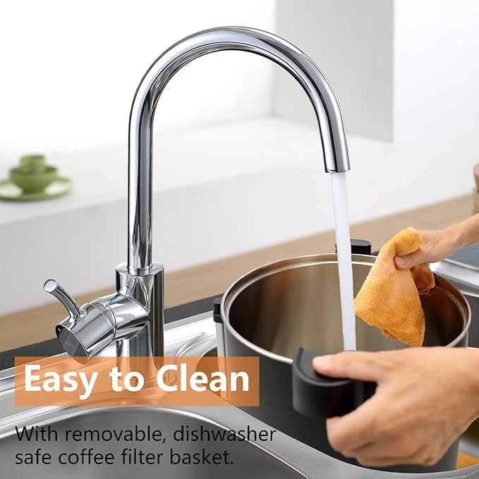 115-Cup 20L Commercial Coffee Urn, Festa Essential 1500W Double Wall Large Percolate Coffee Maker Stainless Steel Hot Water Urn Dispenser with Double Dripless Faucet, Quick-Brewing for Catering, Black