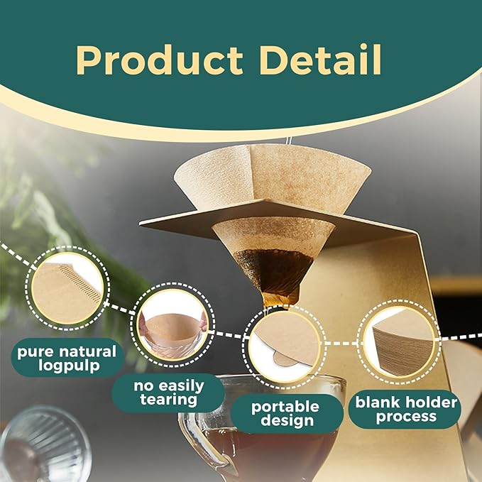 Cone Coffee Filter Papers, V02 Size, 100-Count Pack for Pour Over Coffee Makers (V02)