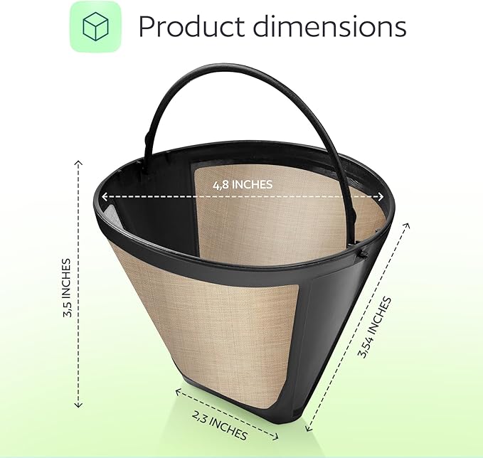 GoodCups 2-Pack Reusable #4 Cone Coffee Filters for Cuisinart 10–14 Cup Brewers (DCC-3200, DCC-1200, DCC-3400) & Ninja Coffee Makers, Stainless Steel Mesh, Permanent, Dishwasher-Safe
