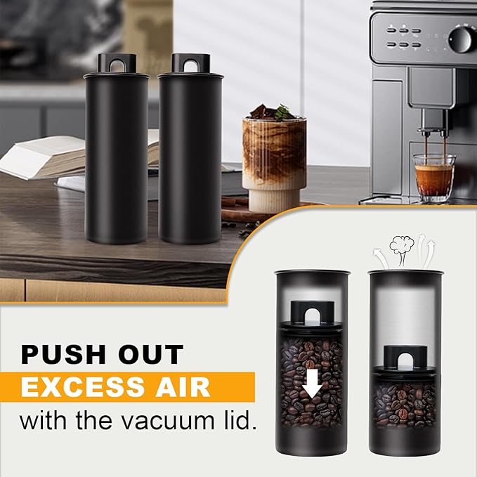 Vacuum Coffee Canister, 53oz Air Seal for Coffee Bean Storage, Stainless Steel Food Storage Container, Preserves Freshness Longer, Airtight Coffee Storage for Grounds & Whole Beans