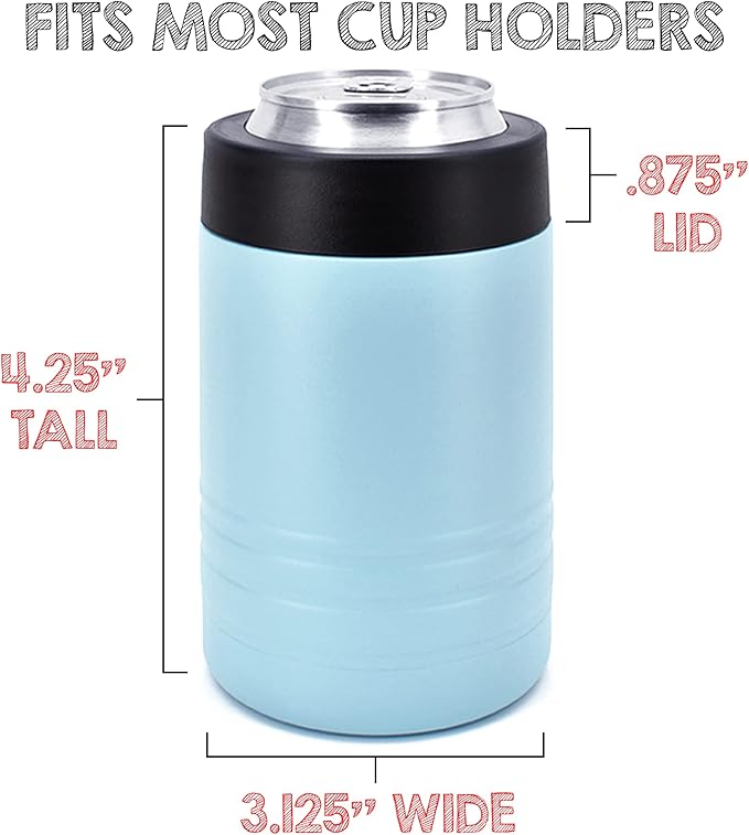 Clear Water Home Goods - 12 oz Stainless Steel Double Wall Vacuum Insulated Can or Bottle Beverage Cooler - Powder Coated Light Blue - 6 Pack