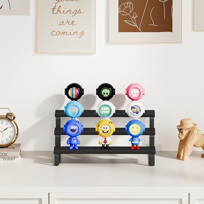 Giikin 3 Tier Display Stand Riser, Wooden Display Stand Perfume Organizer Stand Cupcake Stand Holder, Tiered Display Stand Risers Display Shelf for Home and Shop, Black