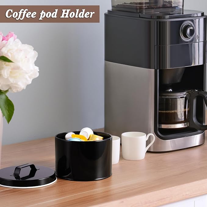 DRASTAR Coffee Filter Holder, Black Filter Storage with Lid for Counter, Storage Basket Container for Coffee Bar Accessories Decor