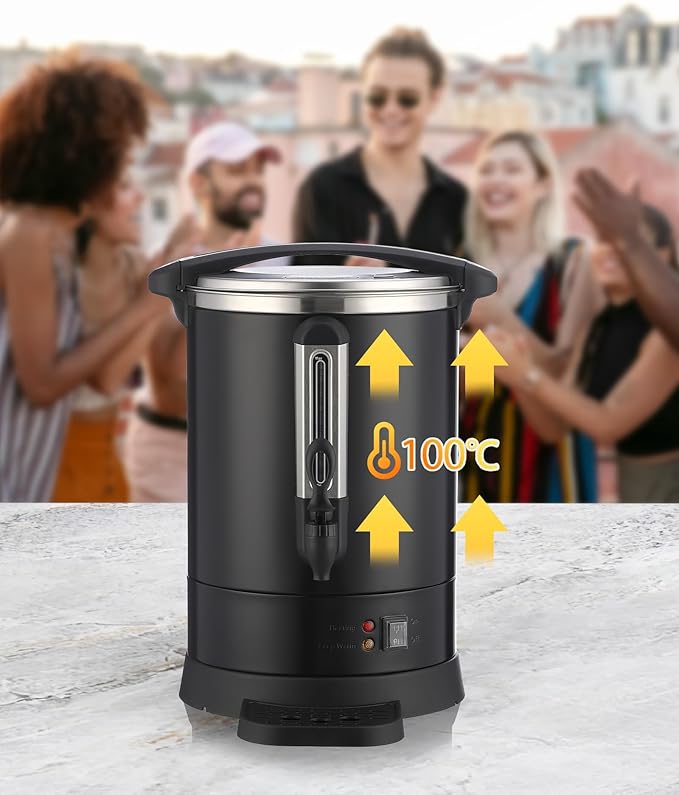 Garvee Commercial Coffee Urn,80 Cup-12L,Hot Water Dispenser with Percolator, Stainless Steer Hot Beverage Thermos, Easy Two Way Dispenser,Black