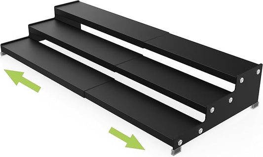 Spice Rack Organizer for Cabinet, 3 Tier Expandable Spices Storage, Great for Kitchen Cabinets, Cupboard,Pantry and Countertop More 1 Pack/Black