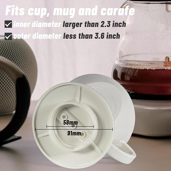 Melamine Pour Over Coffee Maker with 3 Drip Holes, Pour Over Coffee Dripper For Camping, Home, Café, Size 02 (White)