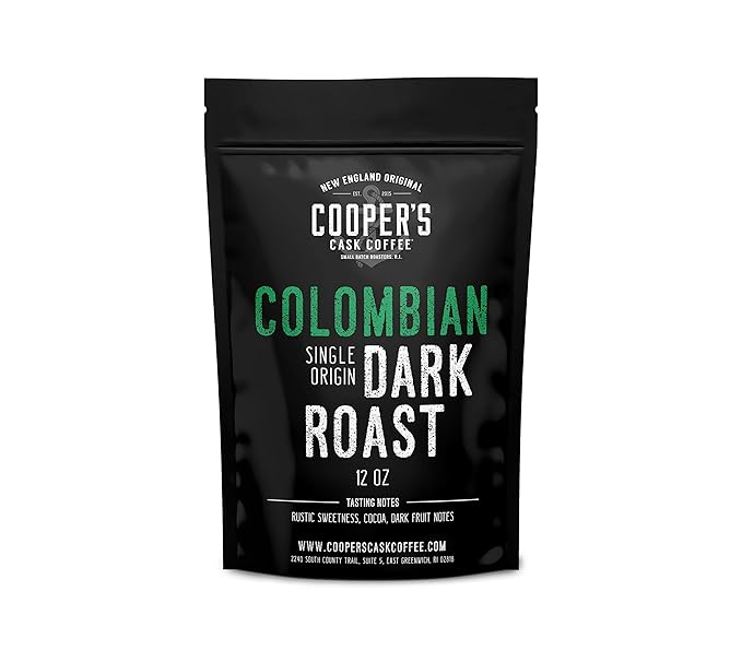 Dark Roast Colombian Coffee Single Origin Whole Bean 12oz