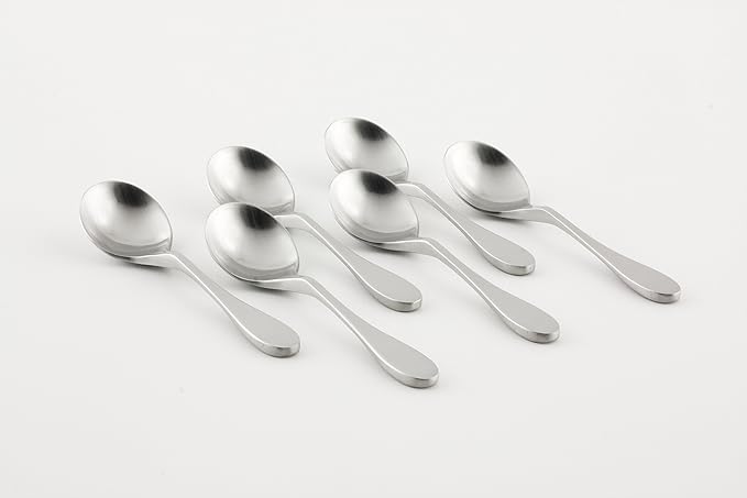 Knork Original Bouillon Stainless Steel Soup, Specialty Spoons, (Pack of 6)