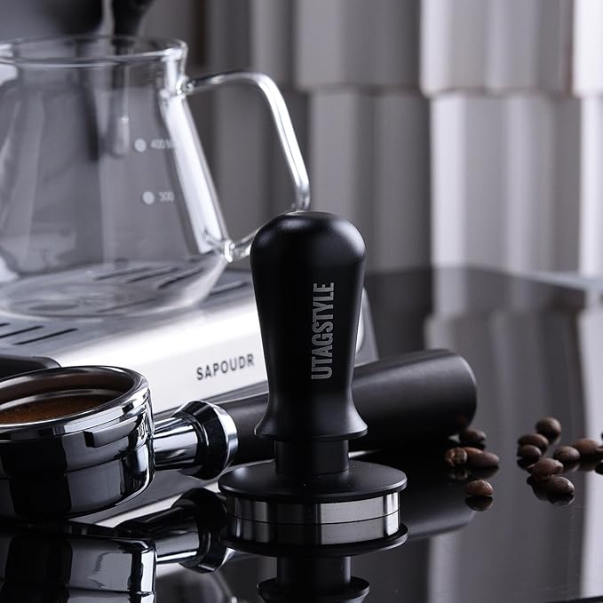 58.5mm Espresso Tamper Coffee Tamper: Espresso Press with Calibrated Spring Loaded - 30lb Espresso Hand Tamper - 100% Stainless Steel Flat Base Fits for 54mm Portafilter Basket