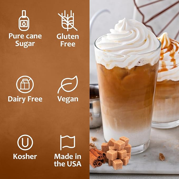 Syruvia Coffee Syrup, Brown Sugar Cinnamon Flavored Syrup for Drinks, Lattes, and Desserts – 25.4 fl oz