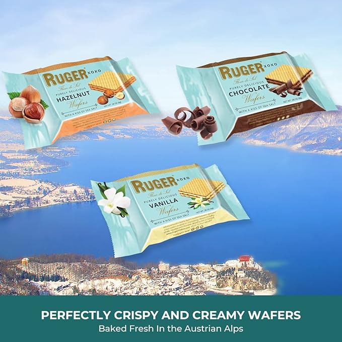 Ruger Wafers XOXO Made with a Kiss of Sea Salt , Mini Wafers Display, 96 Count